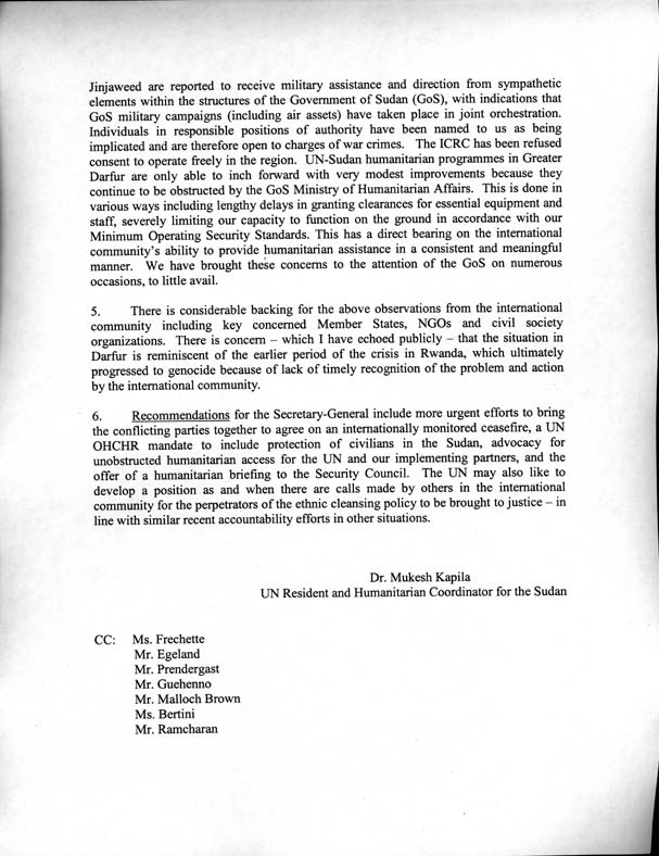 Mukesh Kapila's Memo to the United Nations - page 2