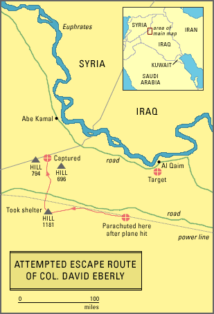 attempted escape route of col. david eberly