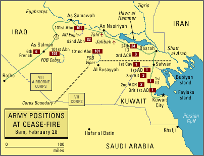 army positions at cease-fire: 8am feb 28