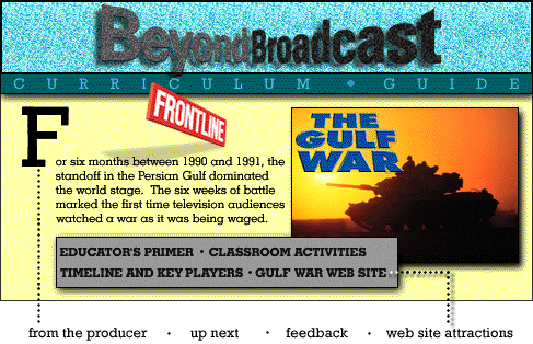 Gulg War Beyond Broadcast menu with 8 selections