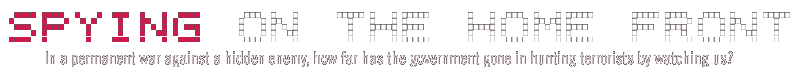 spying on the home front - In a permanent war against a hidden enemy, how far has the government gone in hunting terrorists by watching us?