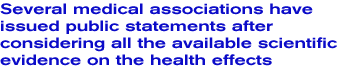 Several medical associations have issued public statements after considering all the available scientific evidence on the 
health effects of implants