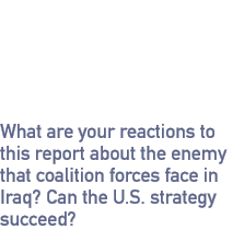 What are your reactions to this report about the enemy that coalition forces face in Iraq? Can the U.S. strategy succeed?