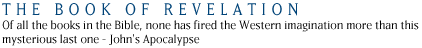 THE BOOK OF REVELATION: Of all the books in the Bible, none has fired the Western imagination more than this mysterious last one - John's Apocalypse