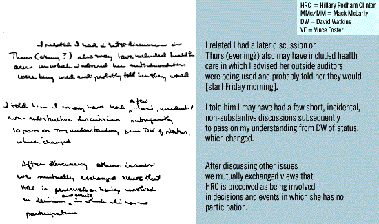 I related I had a later discussion on
Thurs (evening?) also may have included health
care in which I advised her outside auditors 
were being used and probably told her they would
[start Friday morning].

I told him I may have had a few short, incidental, 
non-substantive discussions subsequently
to pass on my understanding from DW of status, 
which changed.

After discussing other issues
we mutually exchanged views that 
HRC is preceived as being involved 
in decisions and events in which she has no 
participation.