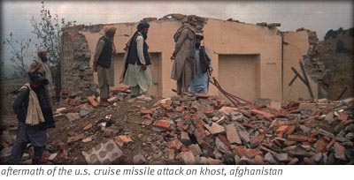 aftermath of the u.s. cruise missile attack on khost, afghanistan