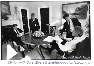 clinton with gore, myers & stephanopolous (1.29.1993)