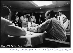 clinton, gergen & others on air force one