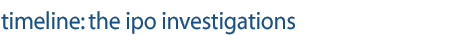 Timeline:  The IPO Investigations - Tracing the development of the IPO-investigations story from August 2000 to December 2001.