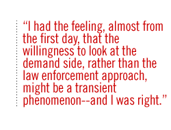 I had the feeling, almost from the first day, that the willingness to look at the demand side, rather than the law enforcement approach, might be a transient phenomenon--and I was right.