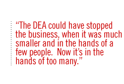 The DEA could have stopped the business, when it was much smaller and in the hands of a few people.  Now its in the hands of too many.