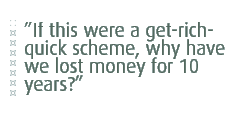 If this were a get-rich-quick scheme, why have we lost money for 10 years?