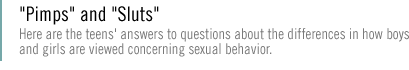 PIMPS AND SLUTS Here are the teens' answers to questions about the differences  in how boys and girls are viewed  concerning sexual behavior.