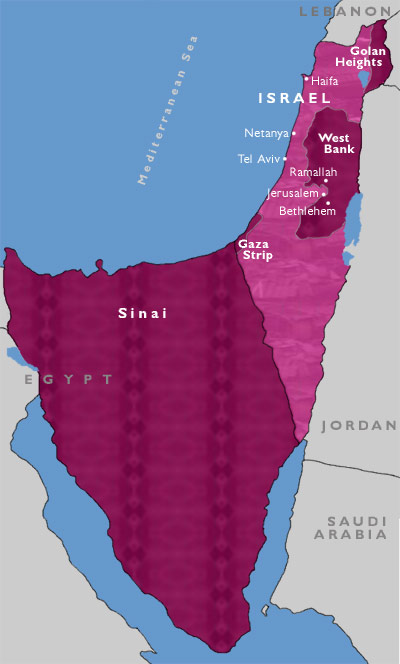 map of the israel and surrounding countries