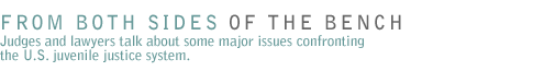 From Both Sides of the Bench: Judges and lawyers talk about some major issues confronting the U.S. juvenile justice system.