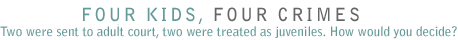 Four Kids, Four Crimes...Two were sent to adult court, two were treated as juveniles.  How would you decide?