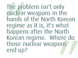 The problem isn't only nuclear weapons in the hands of the North Korean regime as it is, it's what happens after the North Korean regime.  Where do those nuclear weapons end up?