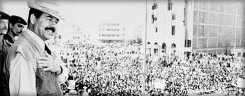 saddam hussein at a rally