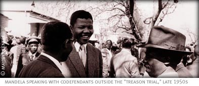 mandela speaking with codefendents outside the 