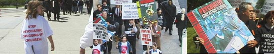 a photo collage of protests