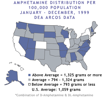 Amphetamine Distribution per 100,000 Population