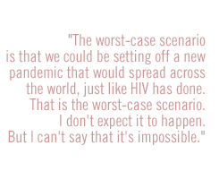 The worst-case scenario is that we could be setting off a new pandemic that would spread across the world, just like HIV has done.  That is the worst-case scenario.  I don't expect it to happen.  But I can't say that it's impossible.