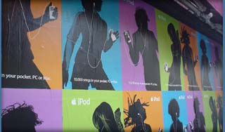 wall of ipod ads