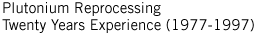 Plutonium Reprocessing Twenty Years Experience (1977-1997)