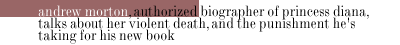 ANDREW MORTON, AUTHORIZED BIOGRAPHER OF PRINCESS DIANA, TALKS ABOUT HER VIOLENT DEATH, AND THE PUNISHMENT HE'S TAKING FOR HIS NEW BOOK
