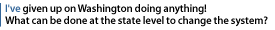 I've given up on Washington doing anything!  What can be done at the state level to change the system?