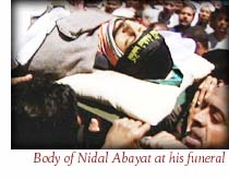 body of nidal abayat at his funeral