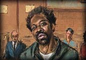 photo of a drawing of smith in court