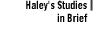 HALEY'S STUDIES IN BRIEF