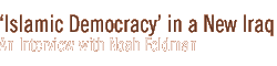 'islamic democracy' in a new iraq - an interview with noah feldman