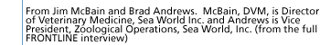 From:  Jim McBain  and Brad Andrews.  McBain, DVM,  is  Director of Veterinary  Medicine, Sea World Inc. and Andrews is Vice President, Zoological Operations, Sea World, Inc. (from the full FRONTLINE interview)