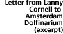 letter from lanny cornell to amsterdam dolfinarium (excerpt)