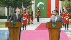 photo of president george w. bush with president musharraf