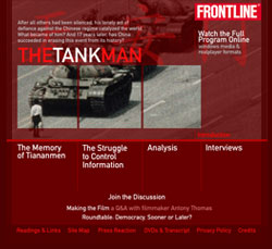 homepage of the tank man