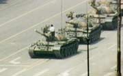 photo of a man facing down a tank in 1989