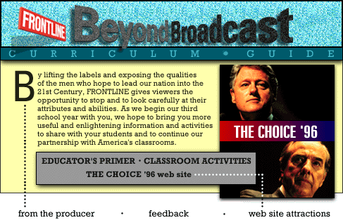 The Choice Beyond Broadcast menu with 8 selections